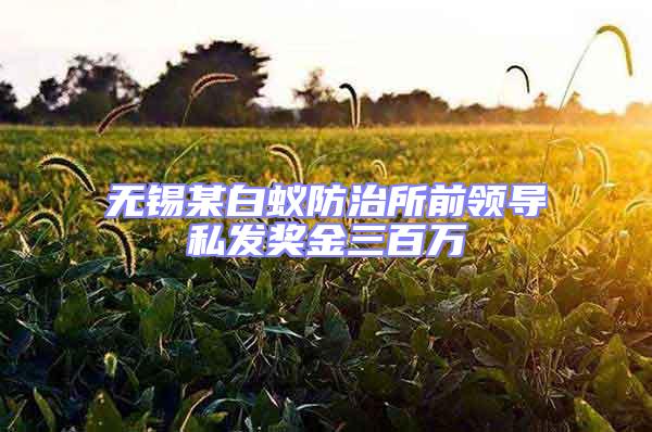 無(wú)錫某白蟻防治所前領(lǐng)導(dǎo)私發(fā)獎(jiǎng)金三百萬(wàn)