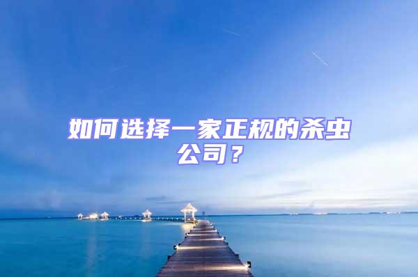 如何選擇一家正規的殺蟲公司？