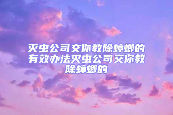 滅蟲(chóng)公司交你教除蟑螂的有效辦法滅蟲(chóng)公司交你教除蟑螂的