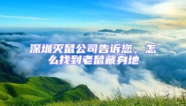 深圳滅鼠公司告訴您，怎么找到老鼠藏身地